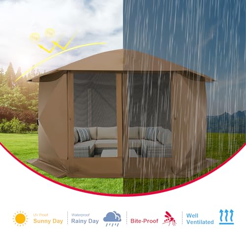 COBIZI 12x12ft Pop up Gazebo Screen Tent Screen House for Camping, Camping Outdoor Screened Gazebo, Canopy Tent