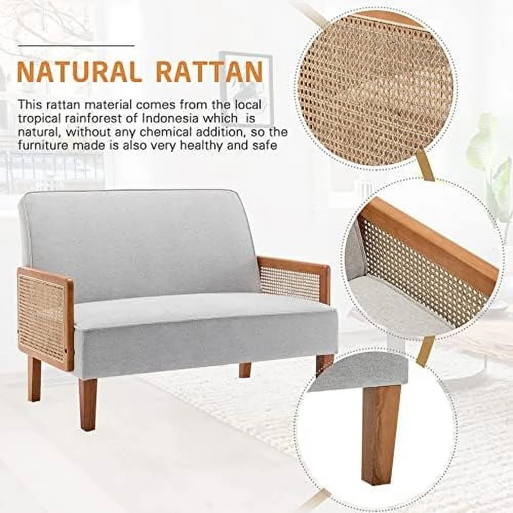 HJZBNONE Small Loveseat Sofa  Upholstered Small Sofa Couch Mini Love seat Sofas for Bedroom Living Room (Light Gray)