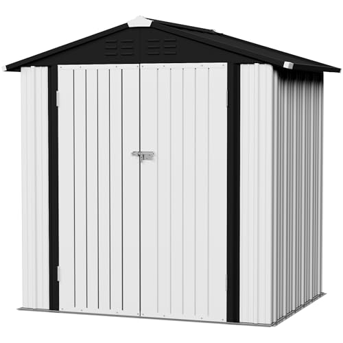 Flamaker Storage Shed Waterproof Metal Garden Shed with Lockable Door Utility Tool Shed Outdoor Storage for Backyard, Patio and Lawn (5 x 3 FT)