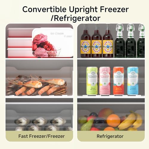BANGSON Upright Freezer,7.0 Cu.ft Stand Up Freezer,Convertible Upright Freezer/Refrigerator,Single Door for Kitchen,Office,Apartment,White