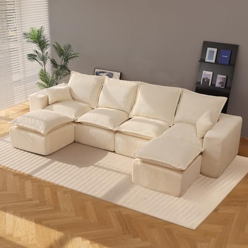 107" Comfy Cloud Couch with L-Shape Chaise & Deep Seat, Modular Sectional Sofa in a Box, Boneless Upholstered Couches for Living Room