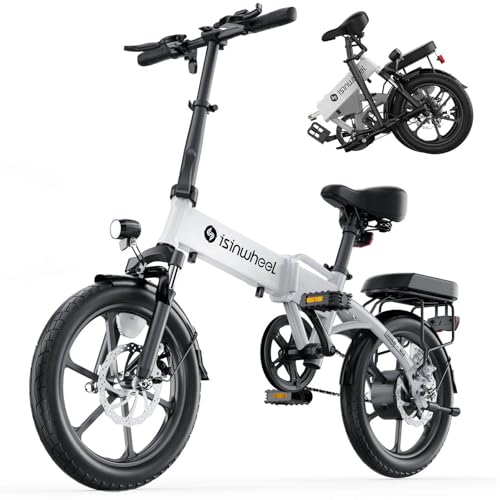 isinwheel U1 Electric Bike, 500W Motor, 20 mph, Folding Ebike, 14"/16"/20" Adults Electric Bicycles, 280.8Wh Battery, 25 Miles PAS Range, Black