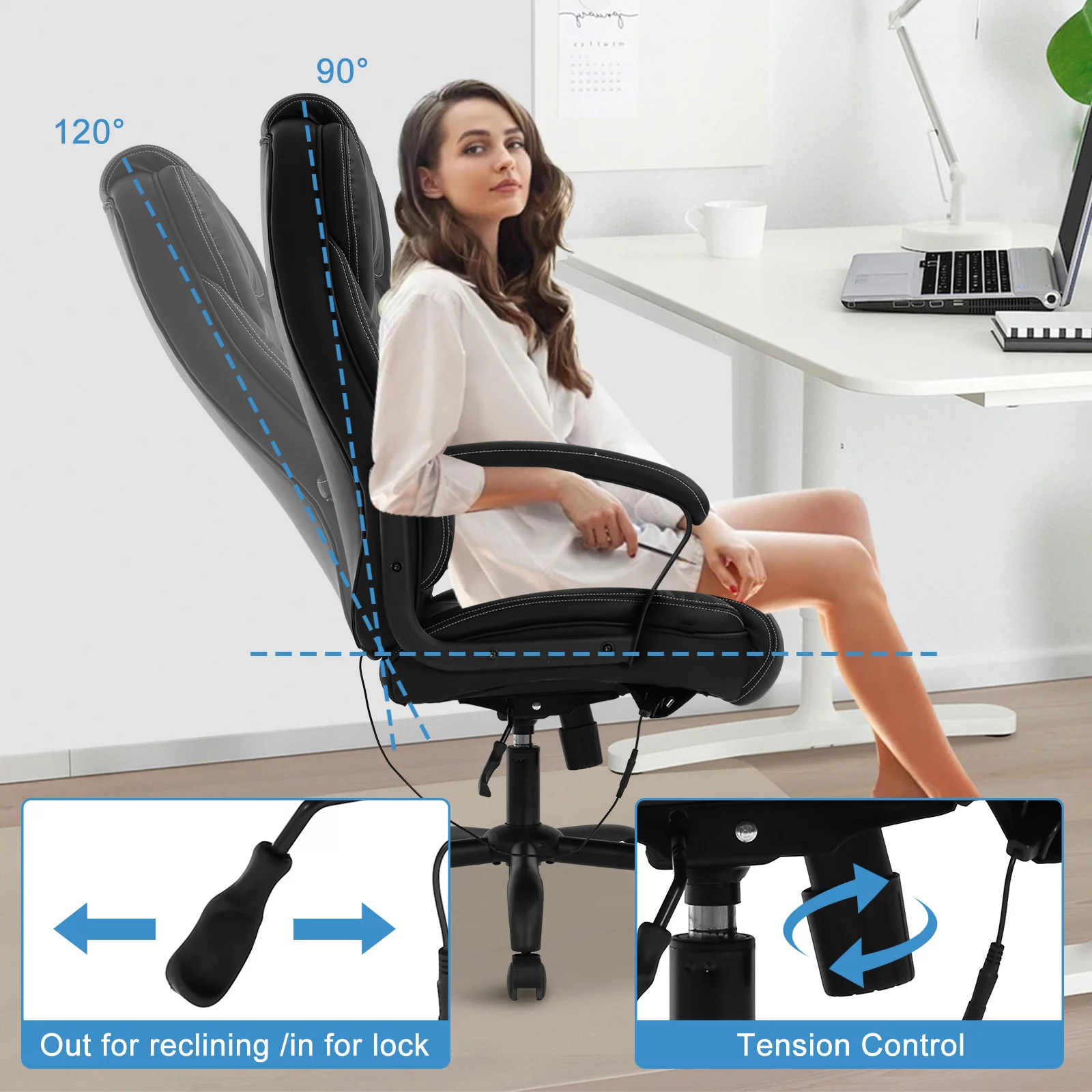 Big and Tall Office Chair 500 lbs Capacity with Massage
