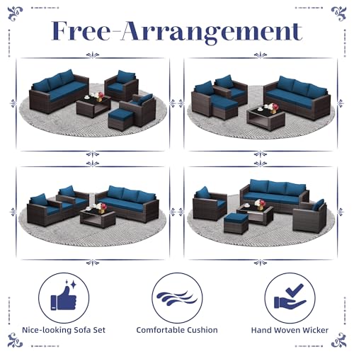 KIGOTY Patio Furniture Set 7 Pieces Conversation Sets, Outdoor Sectional Sofa