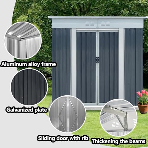 Aidek Outdoor Storage Shed, 5x3 FT Metal Garden Shed with Lockable Sliding Door & Vents