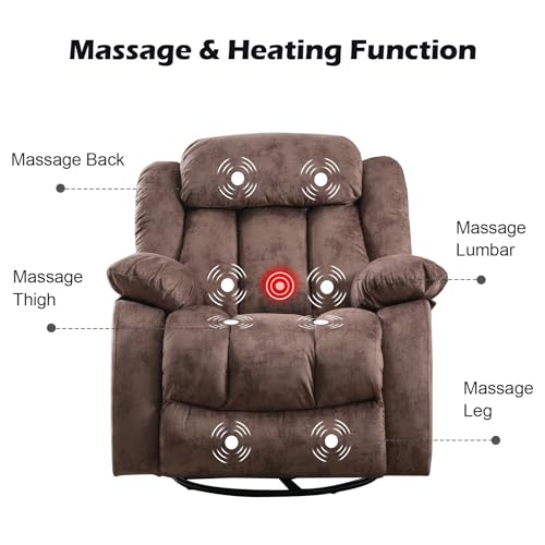 CANMOV Massage Swivel Rocker Recliner Chair with Heat and Vibration
