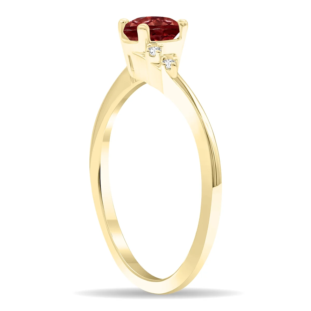 SZUL Women's Round Shaped Garnet and Diamond Tierra Ring in 10K Yellow Gold
