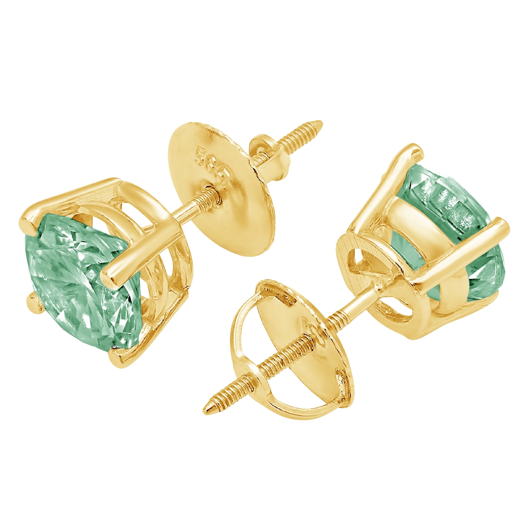3 ct round cut studs blue moissanite 18k yellow gold earrings screw back