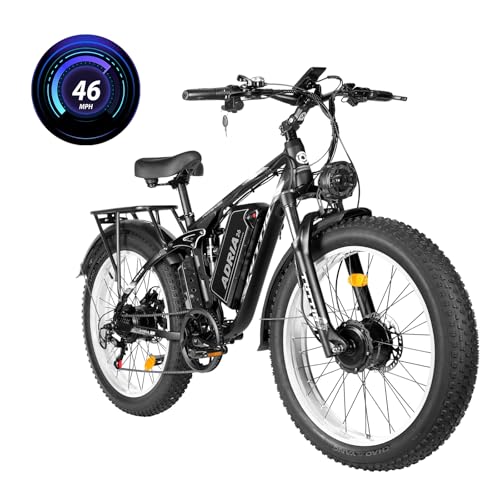 TUTTIO Electric-Bike for Adults-Men, Dual-Motor-Ebike 40-46MPH-Hunting-Ebike, 52V 30AH Long Range Dirtbike, 26" Fat-Tire-Electric-Bicycle