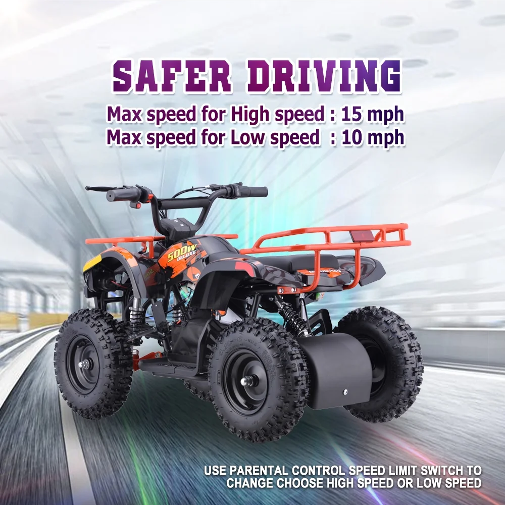 HOVER HEART Dirt Quad 500 for Kids Teenager, 36V Electric 4-Wheeler for Teens, X-Large Metal Frame, Speed Control, Suspension, Disc Brake