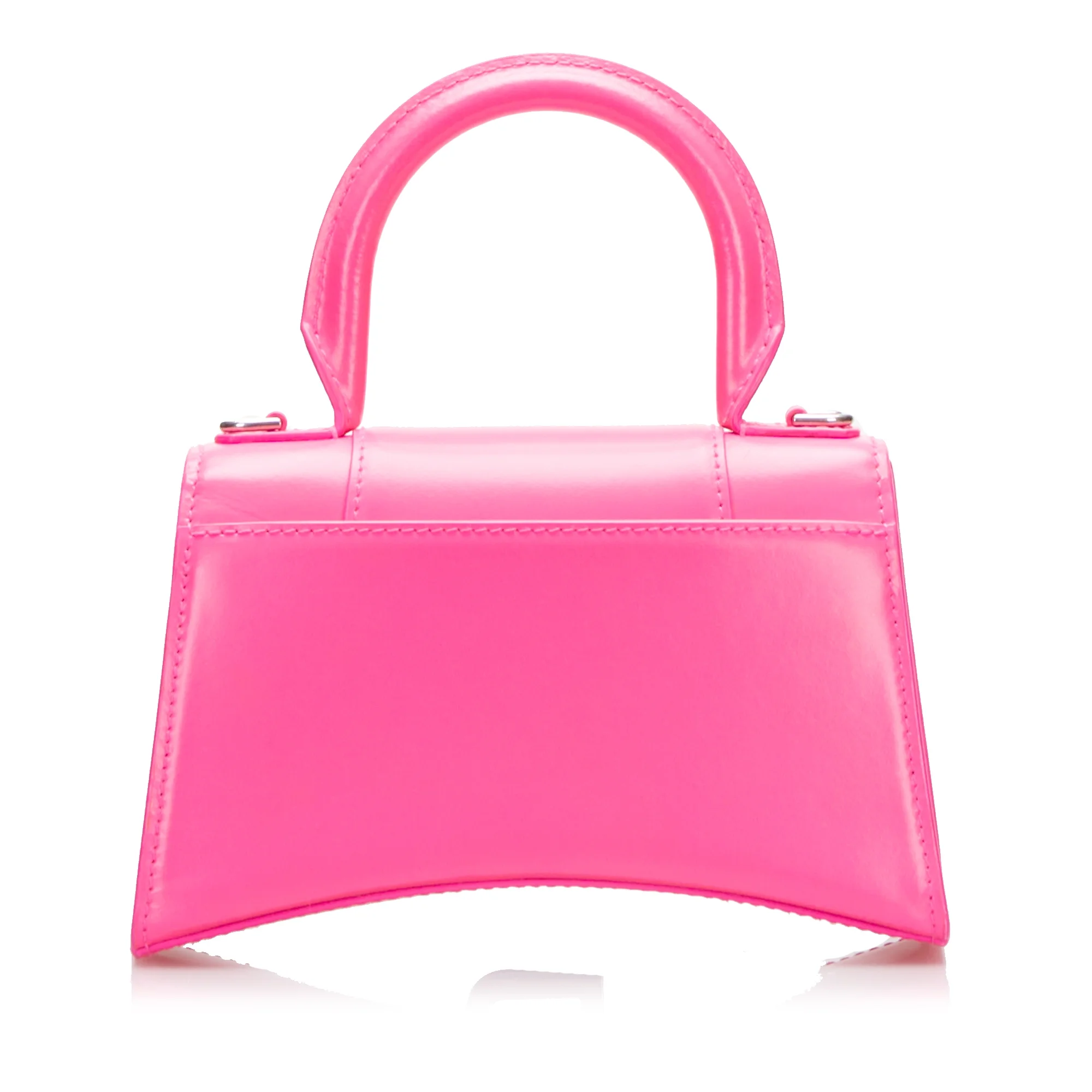Pre-Owned Authenticated Balenciaga Hourglass XS Calf Leather Pink Satchel Unisex (Good)