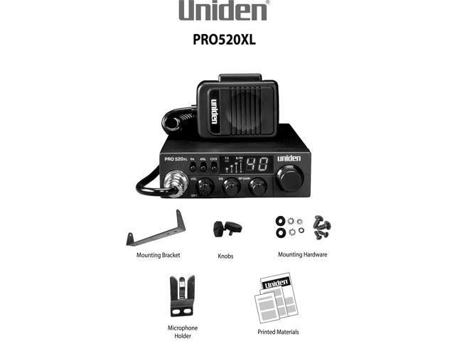 Uniden PRO520XL CB Radio w/ Front Mount Coiled Cord Mic u0026 LED Indicators