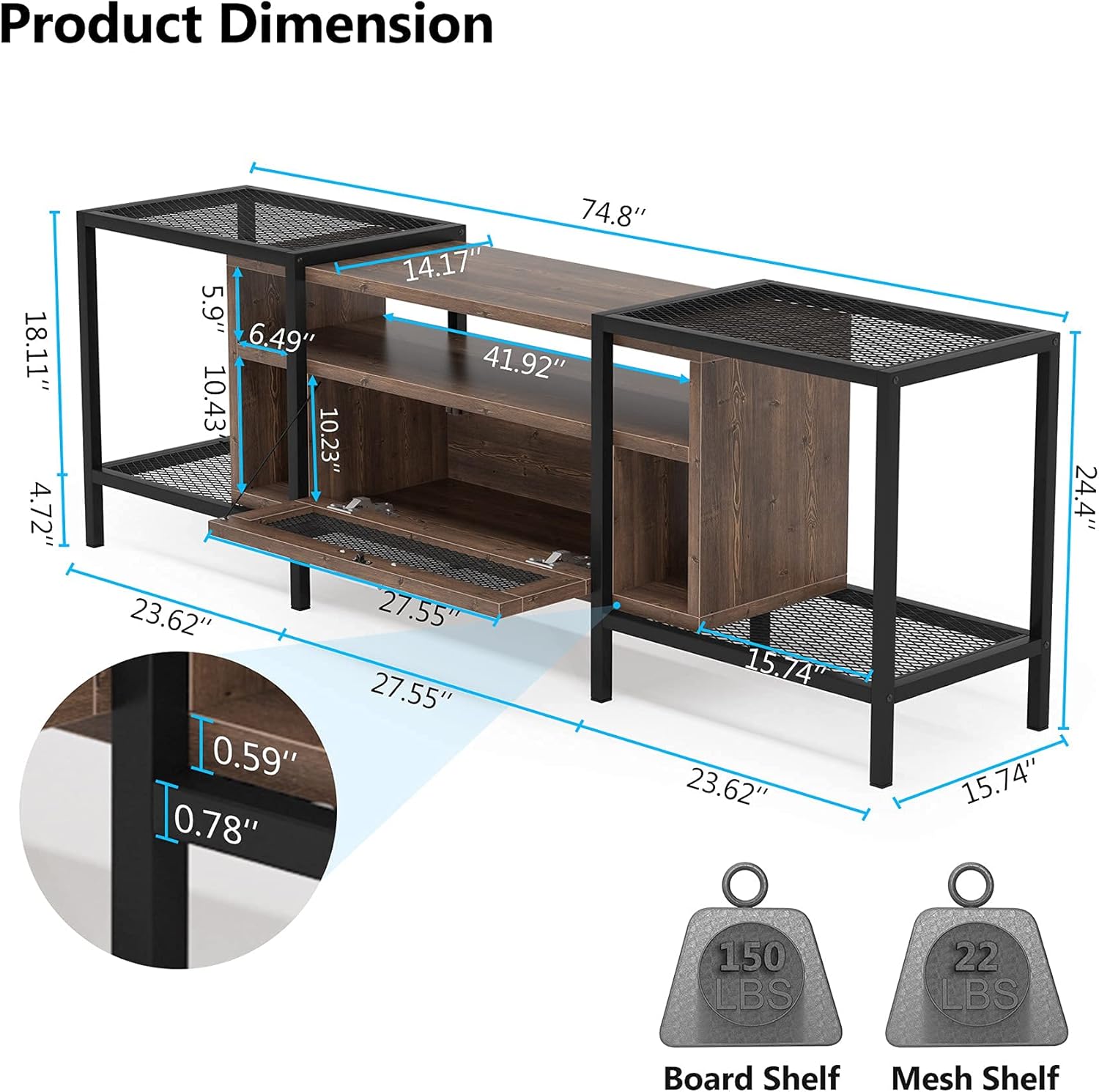 Tribesigns 75 Inch TV Stand for TVs Up to 85 inch, Console Table Entertainment Center with Storage Cabient and Shelves for Living Room