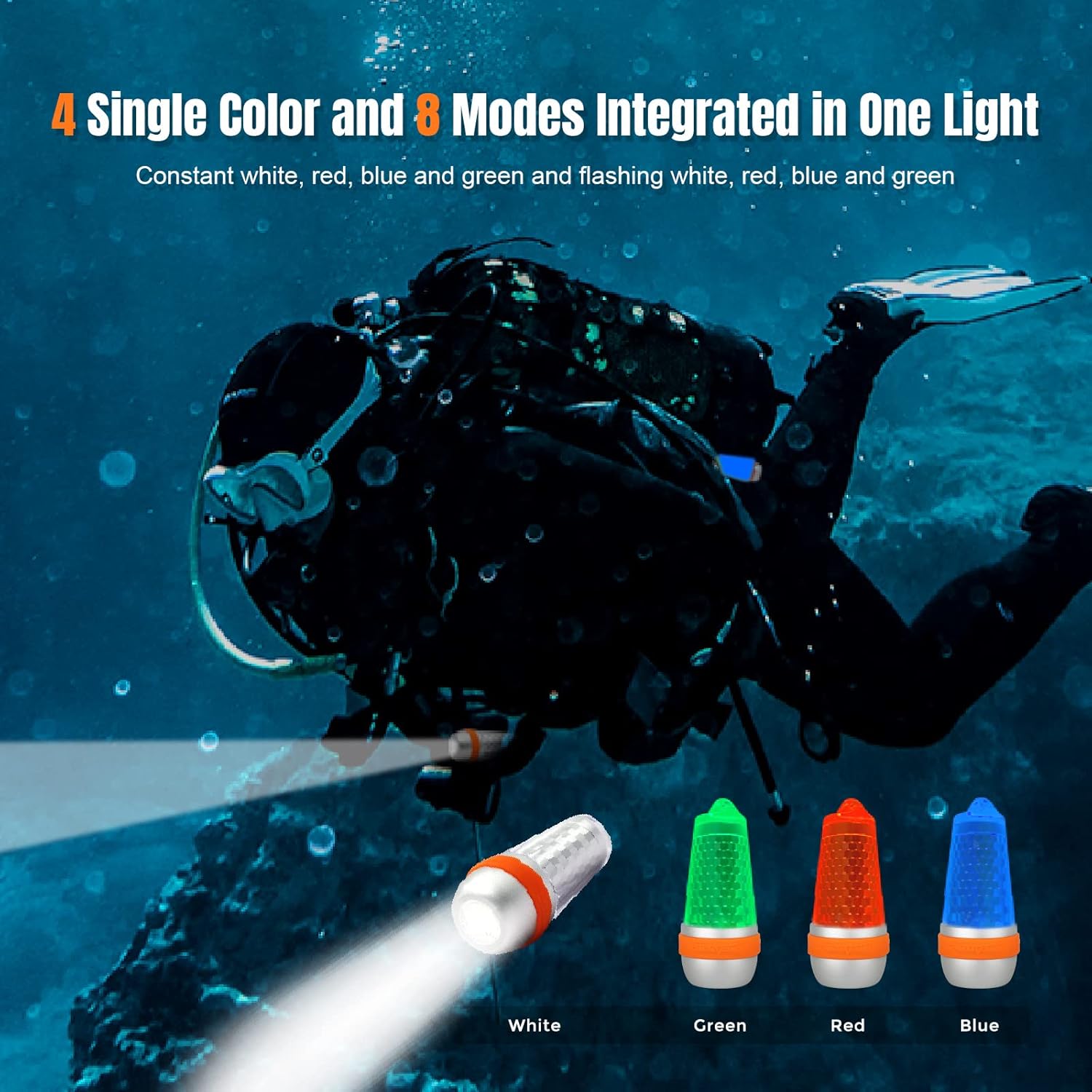ORCATORCH SD03 Dive Beacon 4-Color-in-1 (Blue, Red, White