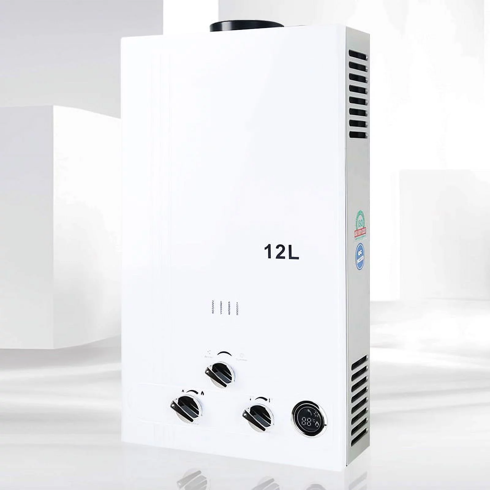 TCMT 3.2 GPM 12L Tankless Water Heater LPG Liquid Propane Gas Instant Hot Boiler with Digital Display