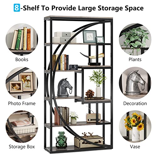 Tribesigns Bookshelf, Industrial 5-Tier Etagere Bookcase, 70.8 inch Tall Bookshelf with 8 Open Storage Shelf