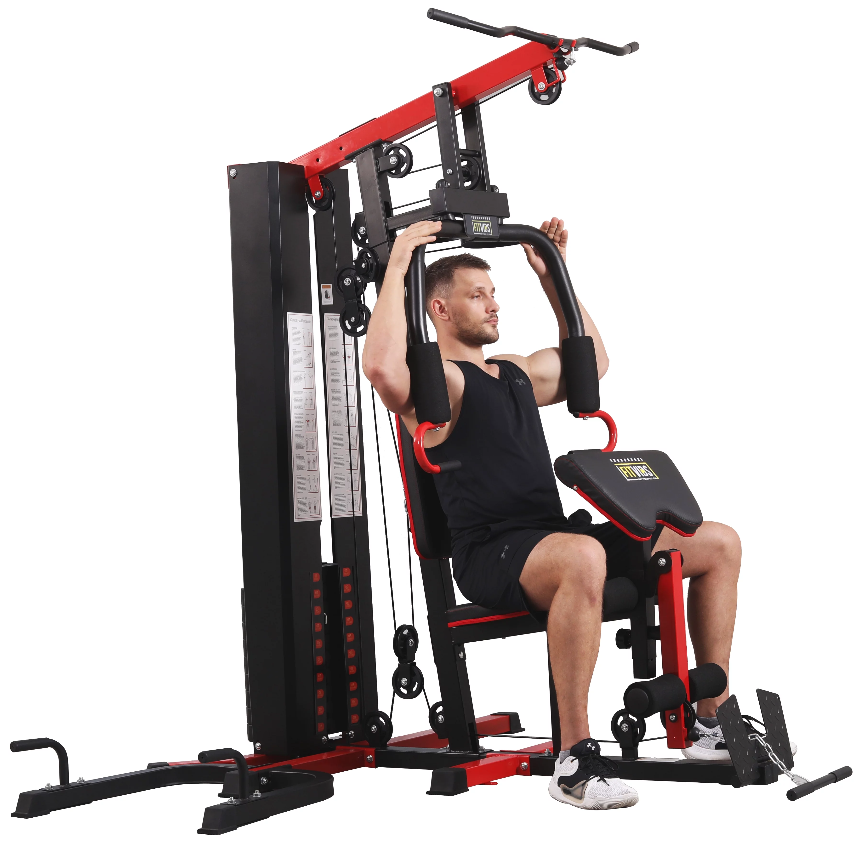Fitvids LX750 Home Gym System Workout Station with 330 Lbs of Resistance, 122.5 Lbs Weight Stack, One Station