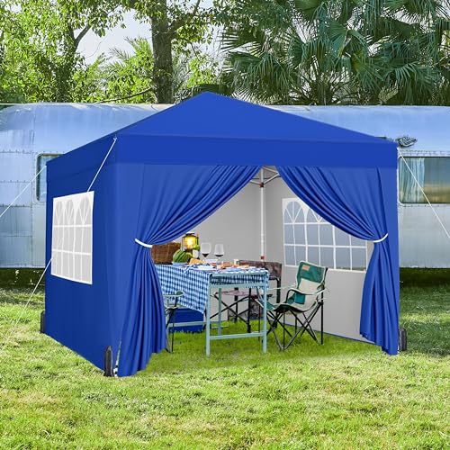 Yaheetech 10x10 Pop Up Canopy with 4 Removable Sidewalls, Portable Enclosed Instant Tent, Waterproof Outdoor Tent, Beach Sun Shelter with 4 Sandbags