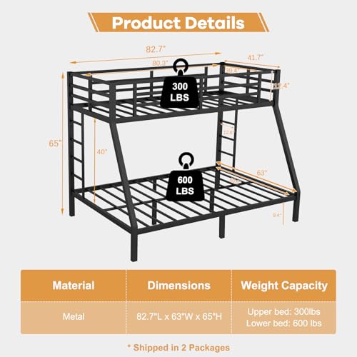 Full Size Metal Loft Bed Heavy-Duty Loft Bed Frame, LED Loft Bed Frame with L Shaped Desk, Wardrobe, Storage Stairs
