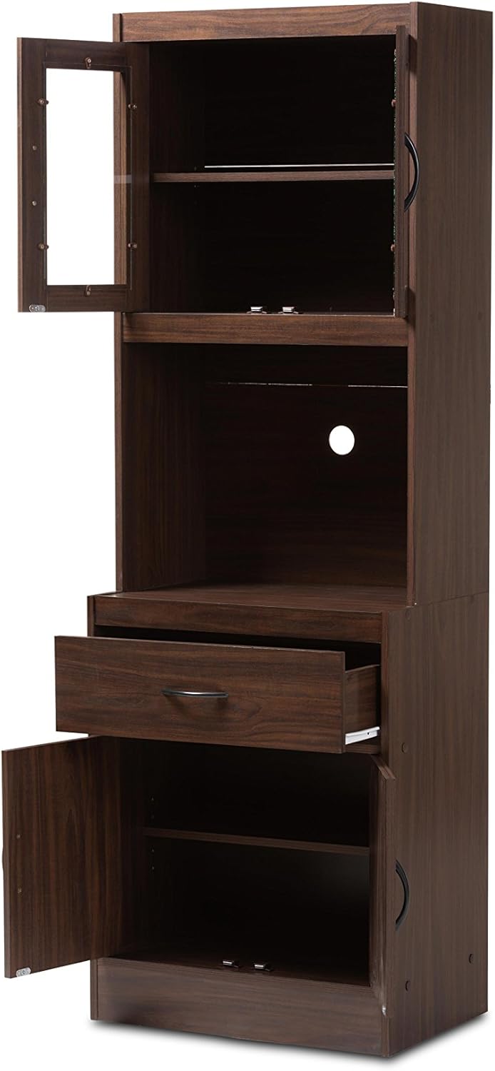 Baxton Studio Kitchen Cabinet, Walnut Brown