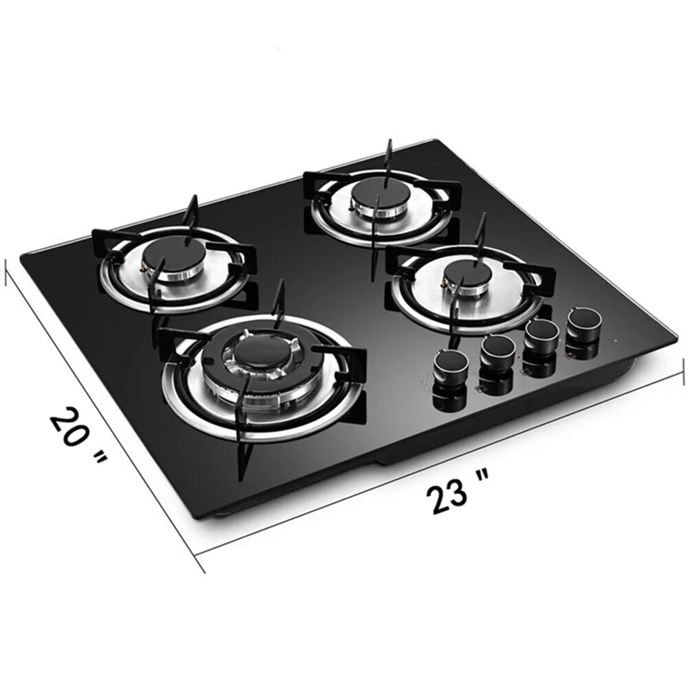 4 Burners LPG/NG Gas Cooktop Built-in Stove Tempered Glass Surface Cooker
