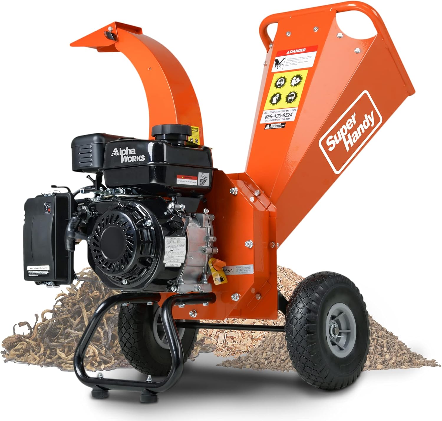 SuperHandy Mini Wood Chipper Shredder Mulcher Heavy Duty 7HP Compact Design 3 Inch Max Capacity