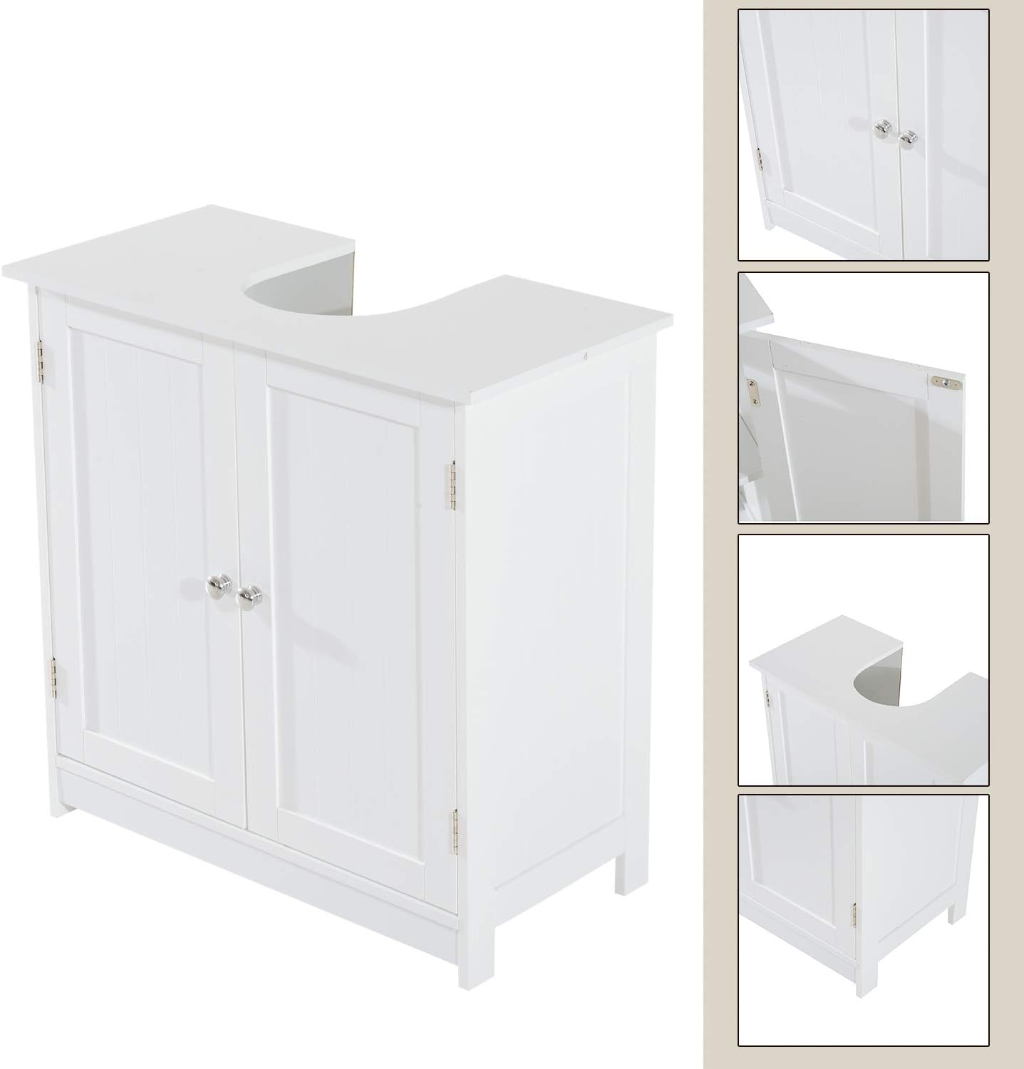 HOMCOM 24” Pedestal Sink Bathroom Vanity Cabinet - White