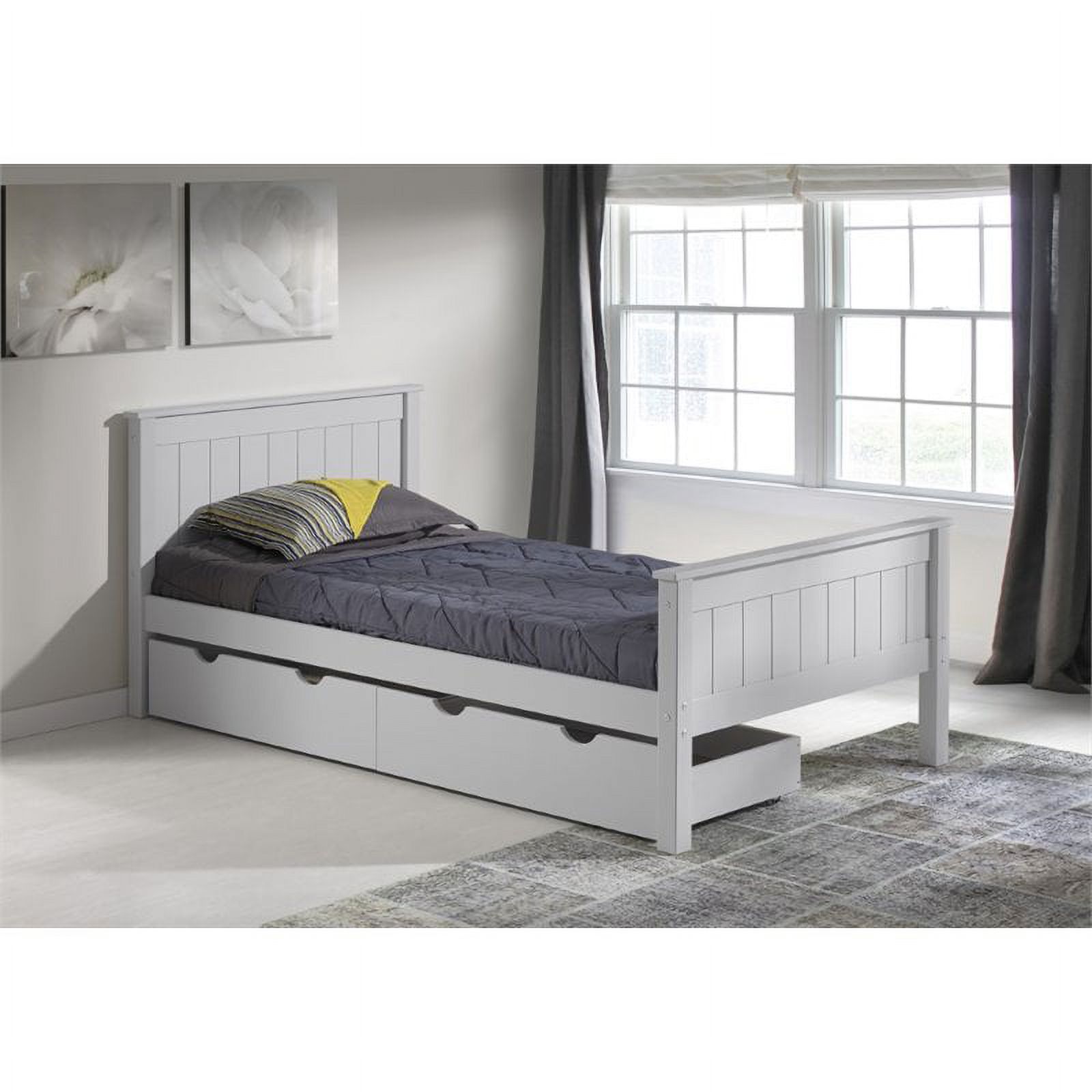 Rosebery Kids Twin Wood Platform Bed with Storage Drawers in Dove Gray