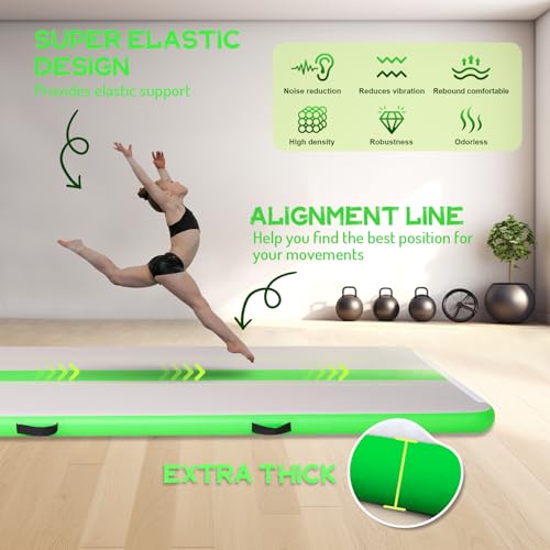 FEATH-R-LITE 10/13ft Inflatable Gymnastics Tumble Track Tumbling Mat 4in Thick Air Floor Tumble Track with Electric Pump for Cheer