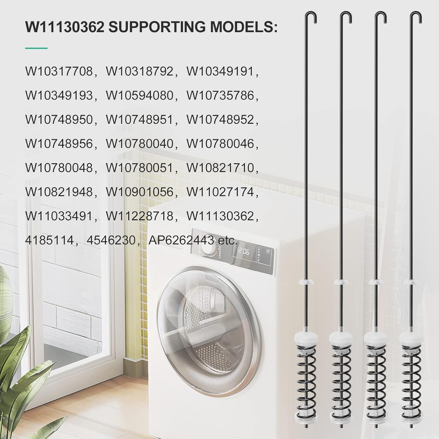 W11130362 Washer Suspension Kit - Compatible with Whirlpool,May-tag,Ken-more,Amana,Washing Machine - Fit WTW5000DW0, WTW5000DW2, MVWC565FW0