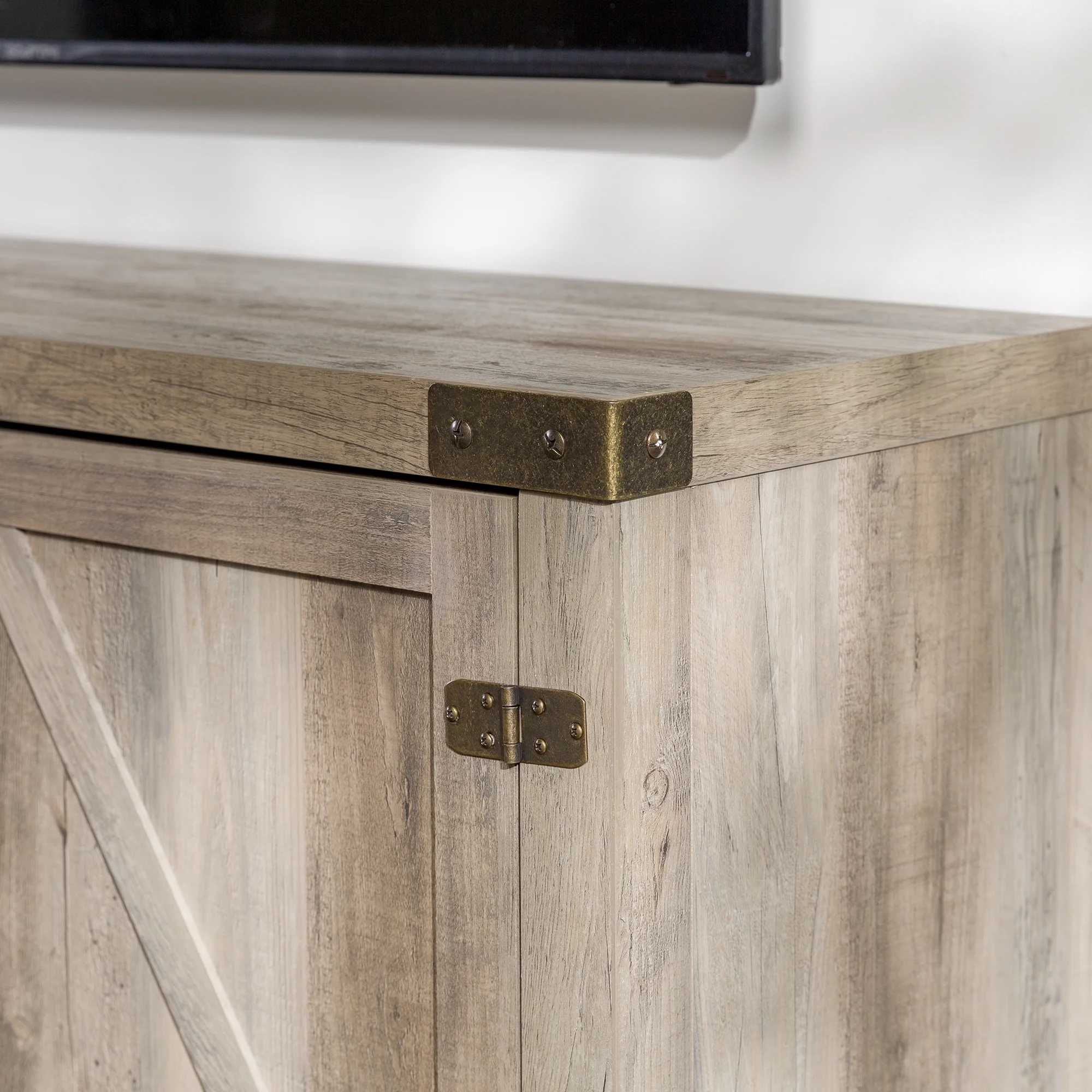 Walker Edison Modern Farmhouse Barn Door TV Stand for TVs up to 65, Grey Wash