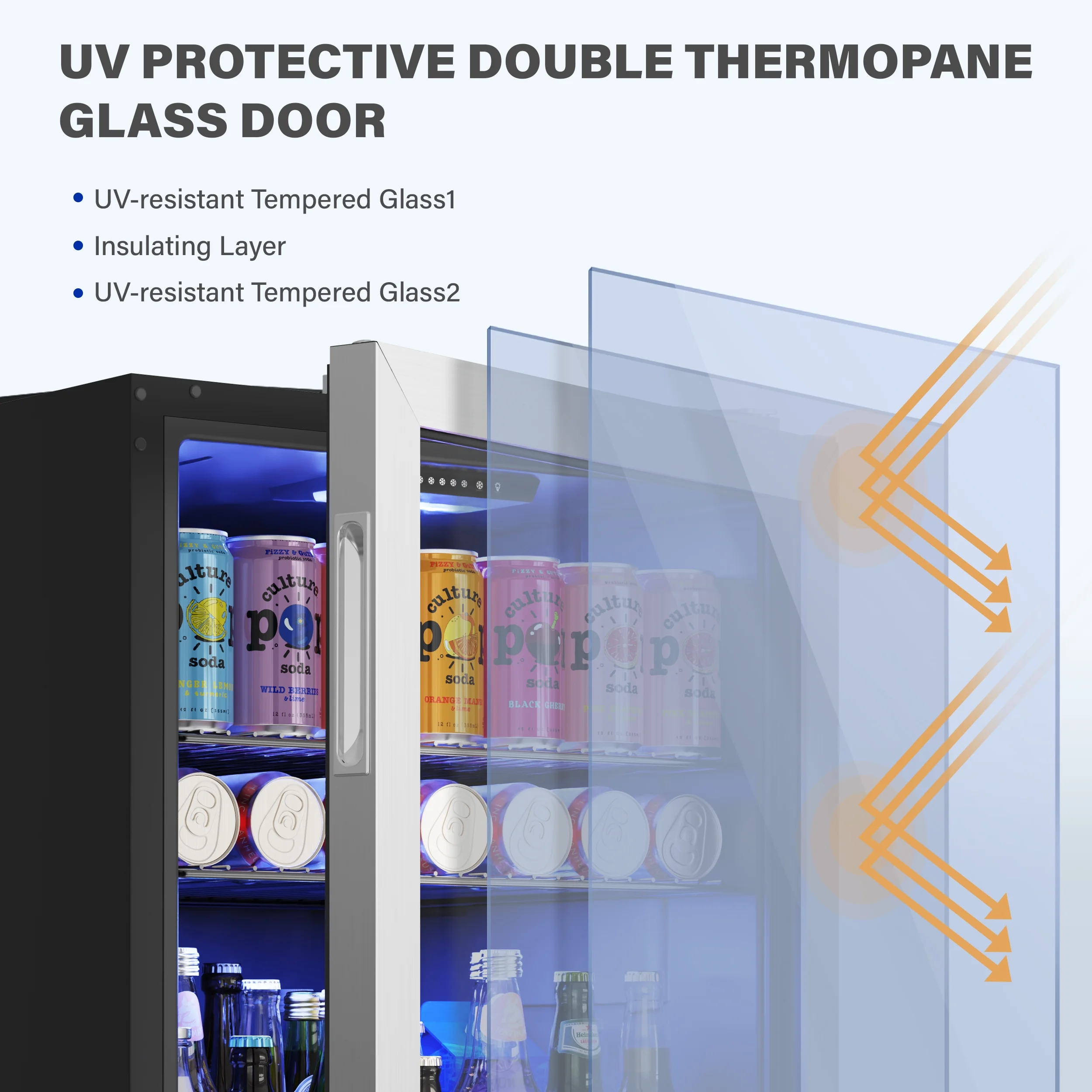 Yeego Beverage Refrigerator Cooler, 141-180 Can Freestanding Mini Beverage Fridge with Glass Door, Adjustable Shelving,4.59 Cu.ft.