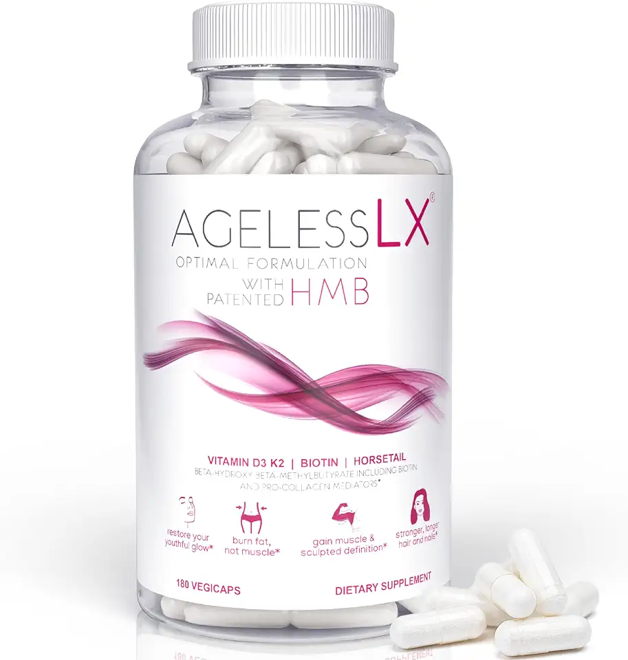 Collagen Supplement for Women – HMB Collagen Enhancer Capsules for Skin & Hair– Anti-Aging Supplement for Cellulite Support – 60 Servings
