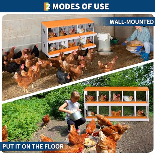 Garvee Chicken Nesting Box with Removable Tray, 8 Compartment Nesting Boxes for Chickens, Easy to Clean and Install