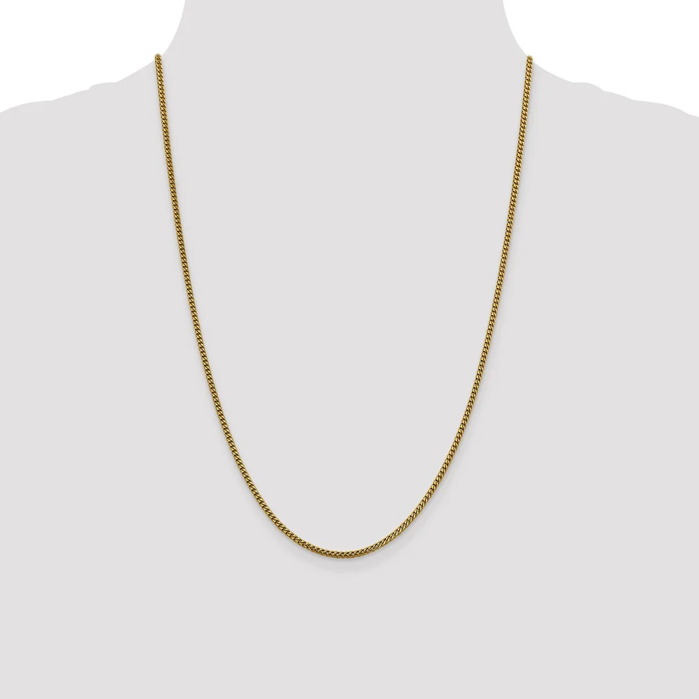 Leslie's Real 14kt Yellow Gold 2mm Franco Chain; 24 inch; Lobster Clasp; for Adults and Teens; for Women and Men