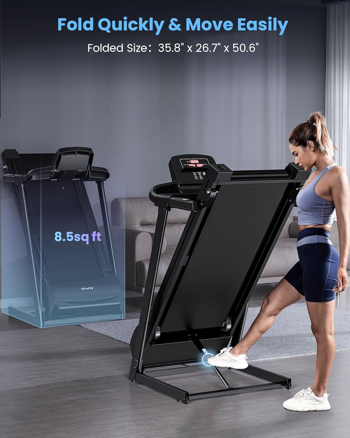 OMA 6% Incline Treadmill for Home 300 lb Capacity Heavy Duty Treadmill with Wide Belt, Commercial Folding Treadmill
