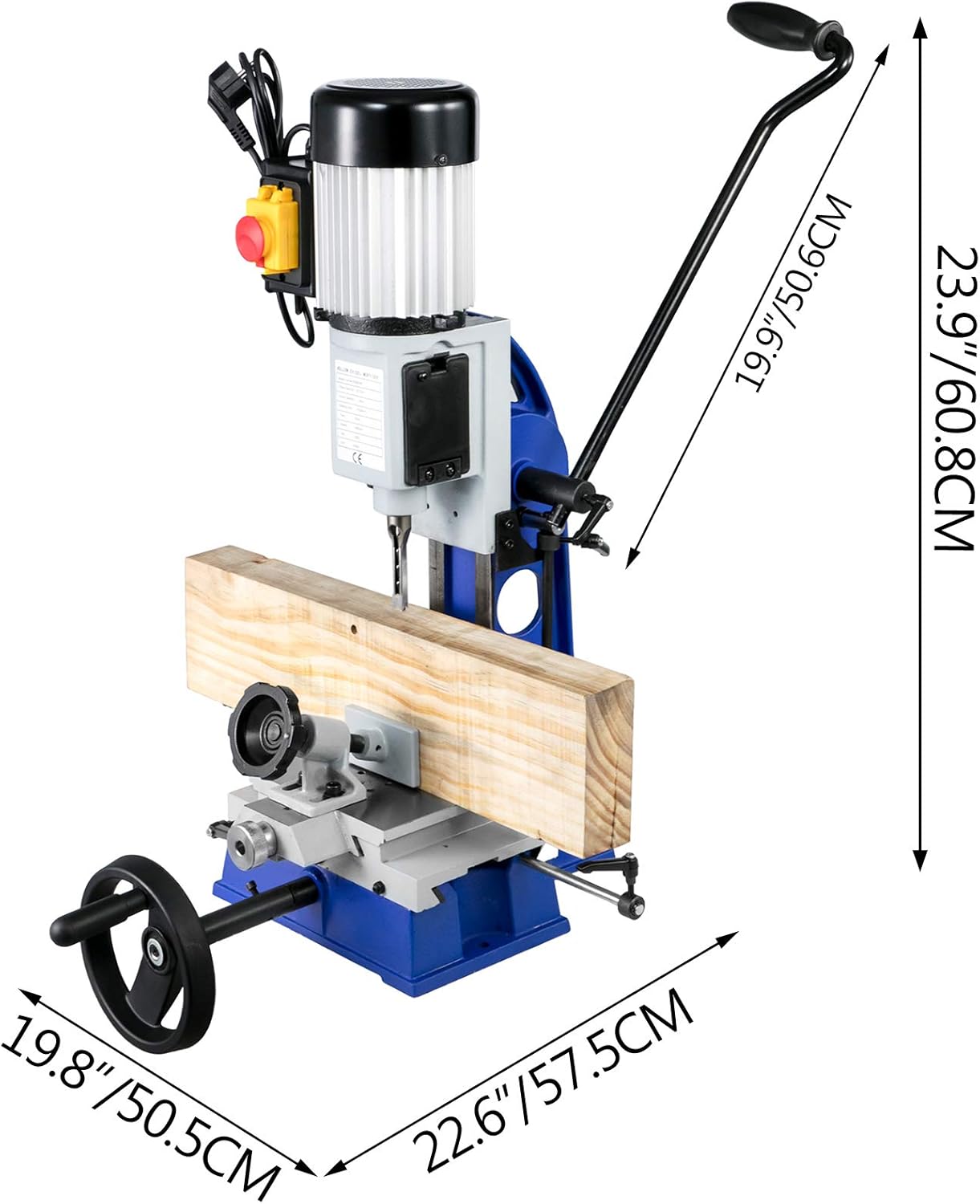 VEVOR Woodworking Mortise Machine, 1/2 HP 1700RPM Powermatic Mortiser, With Movable Work Bench Benchtop Mortising Machine
