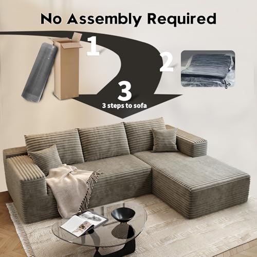 107.5" Cloud Modular Sectional Sofa with 1 Ottoman,Modern Minimalist Upholstered Couches, Comfort U Shaped Sofa for Living Room