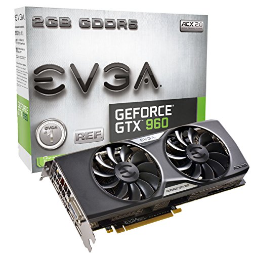 EVGA GeForce GTX 960 2GB GAMING ACX 2.0+, Whisper Silent Cooling Graphics Card 02G-P4-2963-KR