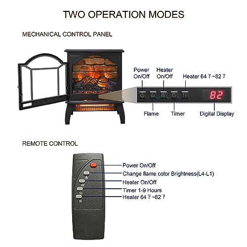1500W Electric Fireplace,18” Infrared Freestanding 11 Temperature Mode Stove Heater for Indoor Use W/ 3D Realistic Flame,Firewood