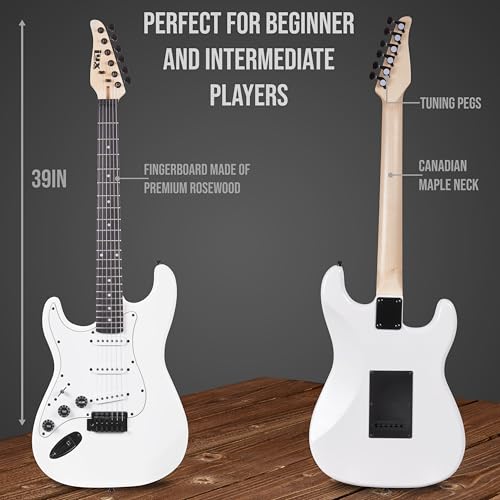 LyxPro Electric Guitar 39" inch Complete Beginner Starter kit Full Size with 20w Amp, Package Includes All Accessories, Digital Tuner, Strings, Picks