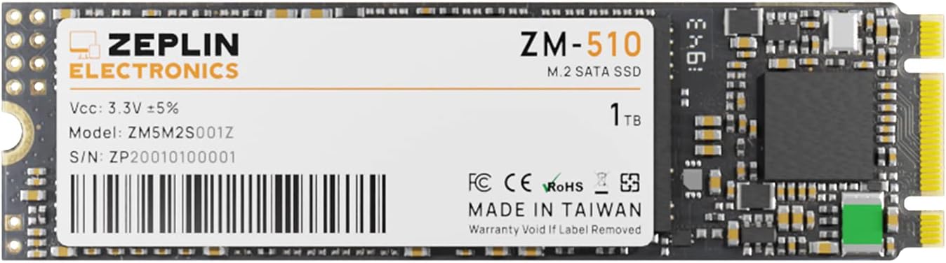ZEPLIN ELECTRONICS 1TB M.2 2280 SATA III 6Gb/s Internal SSD - Up to 560 MB/s Pack of 2