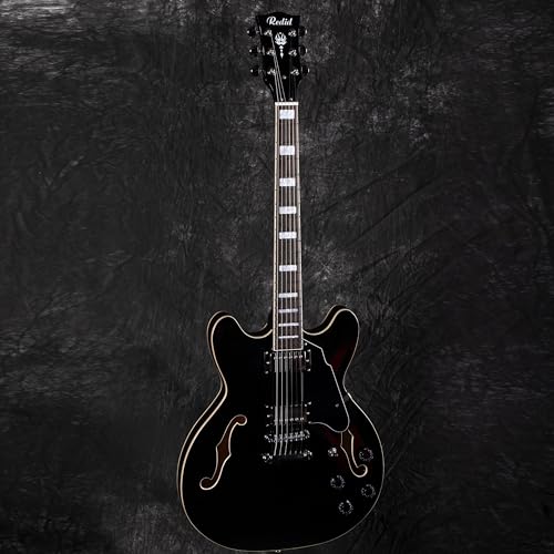 Redid Semi-Hollow Body Electric Guitar RD-100 Jazz Guitar with F-Hole,Maple neck,humbucker Pickups(Brown)