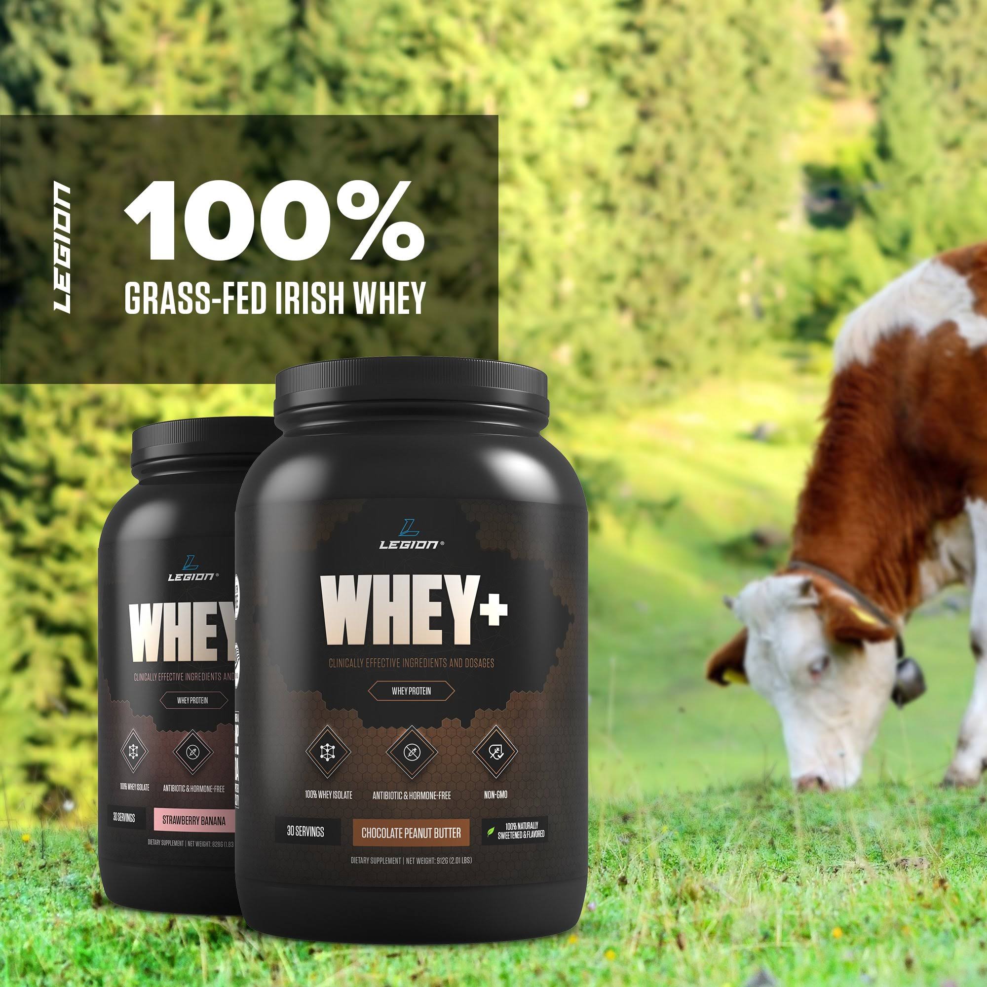 Legion Whey+ Strawberry Banana Whey Isolate Protein Powder from Grass Fed Cows -