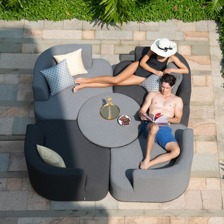 【Home&Garden】Maze Lounge Outdoor Fabric Snug Lifestle Suite with Rising Table in Flanelle