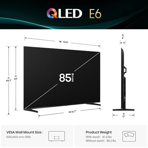 Hisense 50" Class E6 Series QLED 4K UHD Smart Fire TV (50E6QF, 2025 Model) - QLED, AI Light Sensor, Dolby Vision &middot; Atmos