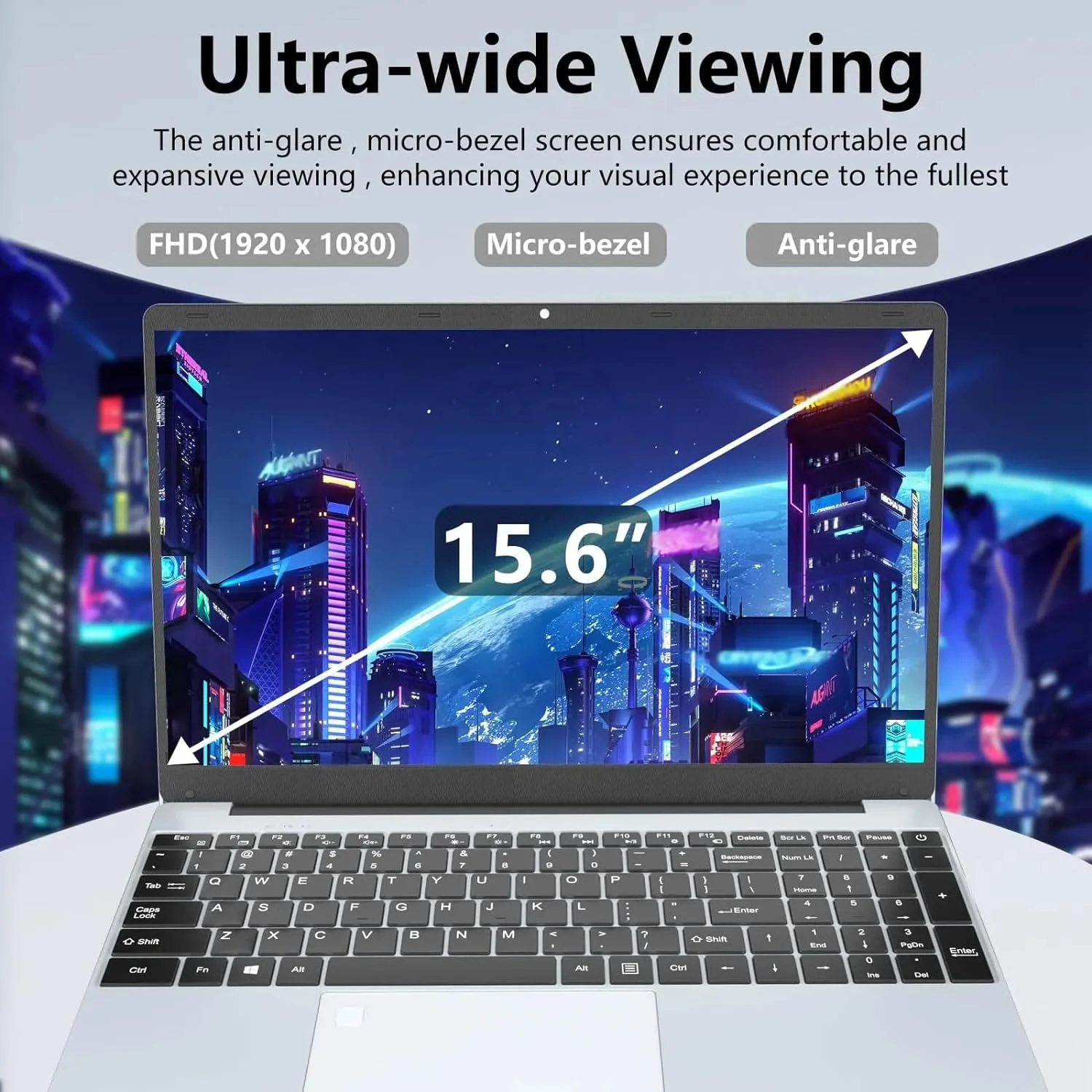 Thunderb E156S 15.6" Laptop - Intel Quad-Core, 8GB RAM, 512GB SSD, Win 11 Pro, Fingerprint, Backlit Keyboard, HDMI, Bluetooth, USB 3.0, HD Webcam