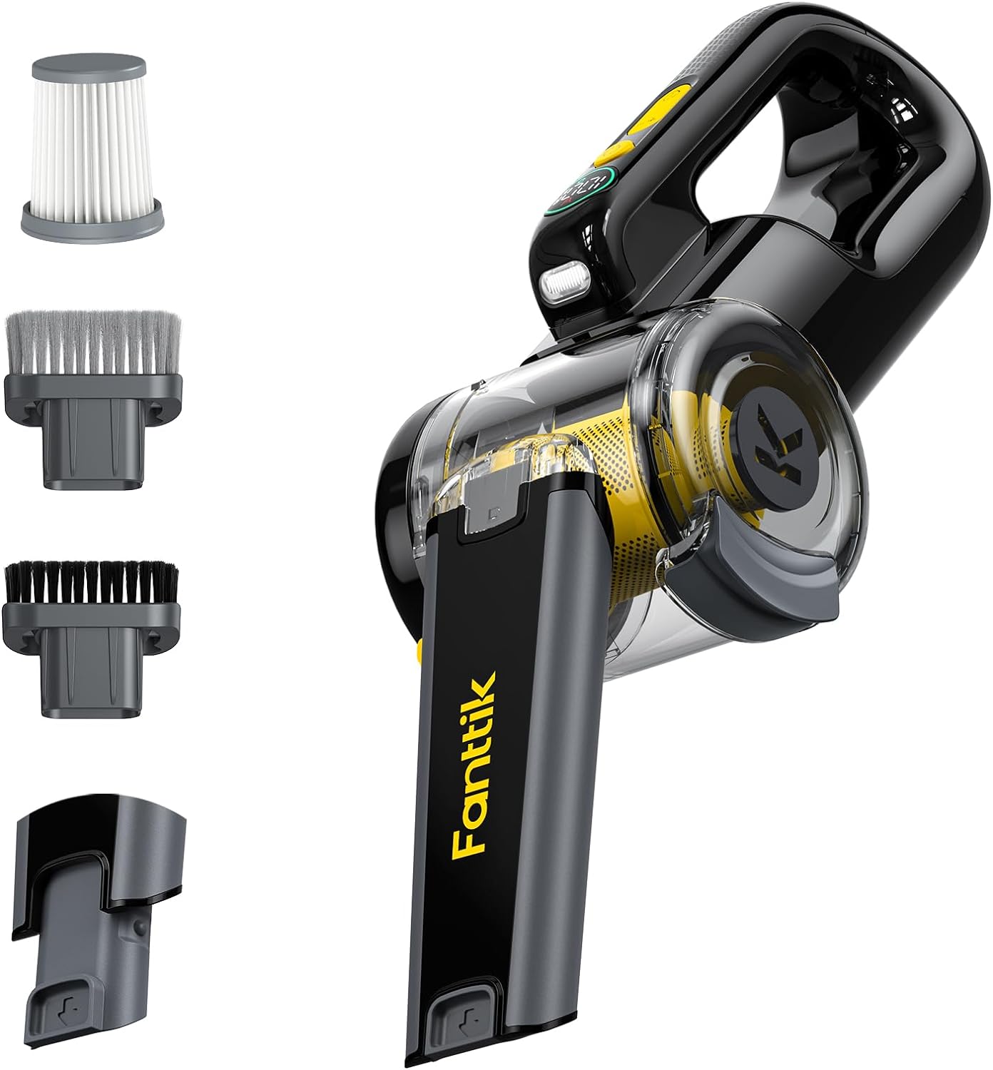 Fanttik Fold V10 Apex Pivot Car Vacuum, 17000Pa/50AW High Power Cordless Hand Vac, 2.5H Fast Charge, 16.9 oz Dustbin, LED Light, DynamicClean&trade
