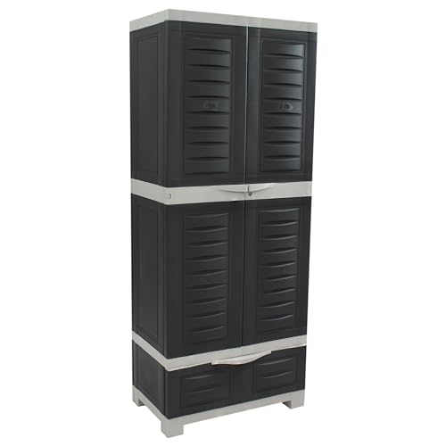 Sunnydaze Lockable Storage Cabinet – Indoor or Outdoor Utility Storage Cabinet with 3 Adjustable Shelves - 57.5" H – Garage, Office, Home
