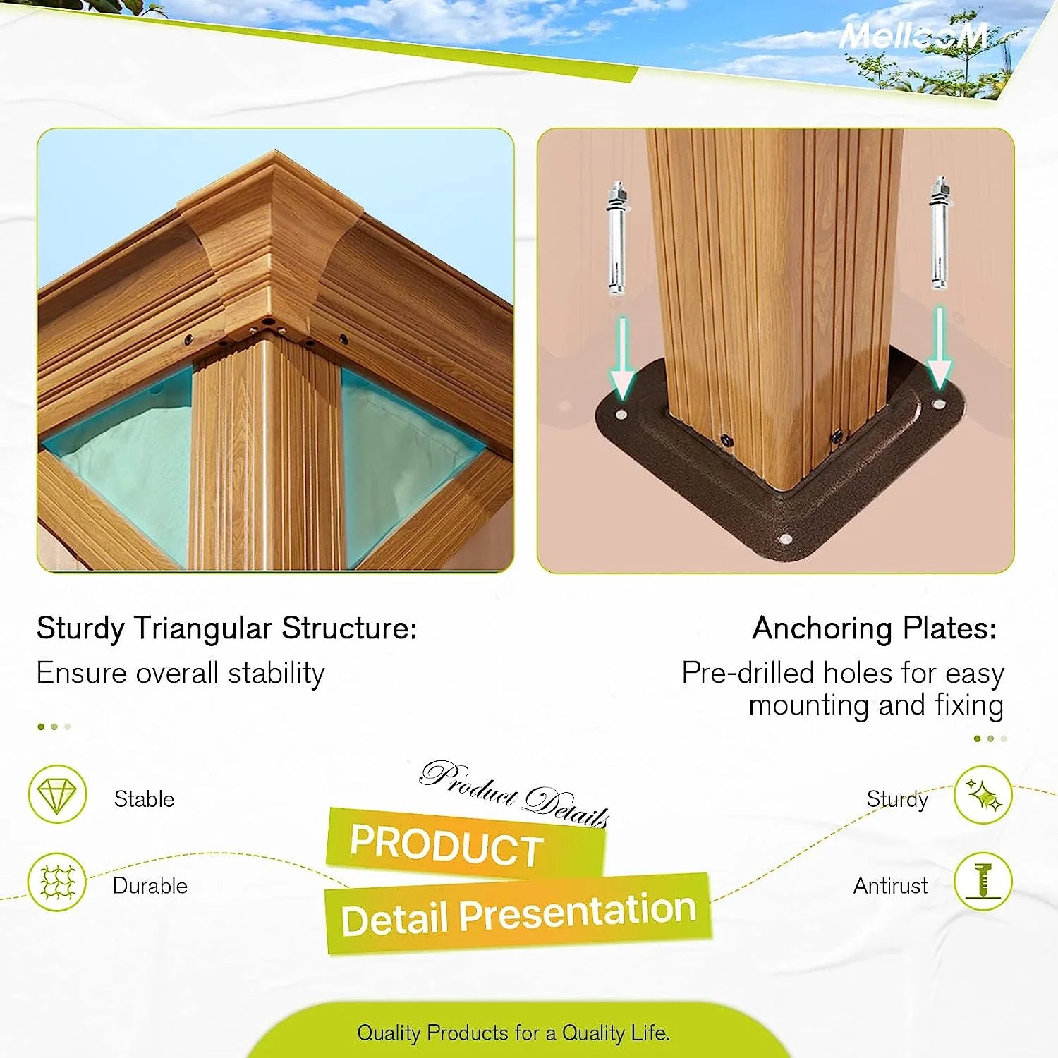 Erommy 14' x 20' Hardtop Gazebo, Wooden Finish Coated Aluminum Frame Canopy with Double Galvanized Steel Roof